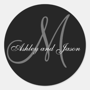 Bruiloft gunst Sticker Monogram Namen Sjabloon