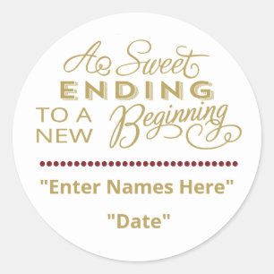 BRUILOFT GUNST STICKER Sweet Ending Nieuw Begin