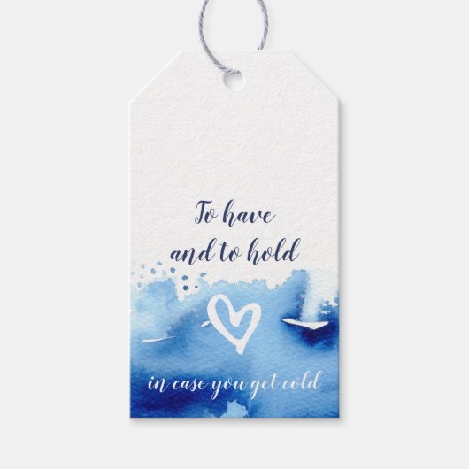 BRUILOFT GUNST stijlvolle marineblauwe waterverf Cadeaulabel (Voorkant)