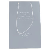 Bruiloft gunst Welkom Dank u Dusty Blue Medium Cadeauzakje (Voorkant)