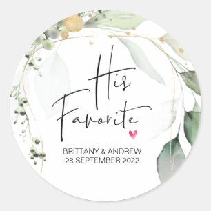 Bruiloft gunst zijn favoriete traktatie box ronde sticker