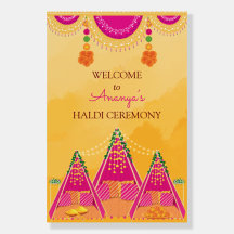 Bruiloft Haldi teken Welkom Haldi decoratie borden
