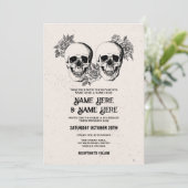 Bruiloft Halloween Gothic Skull  Invite Kaart (Staand voorkant)