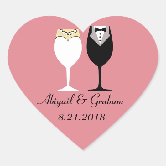 Bruiloft Hart Stickers (Voorkant)