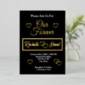 Bruiloft harten minimalistisch Elegant Onze Foreve Folie Uitnodiging (Staand Voorkant)