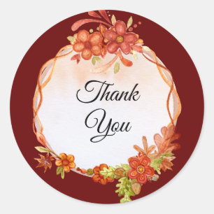 Bruiloft herfst laat Waterverf dank u Ronde Sticker