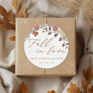 Bruiloft Herfst Loof Liefde Bruidsborrel Ronde Sticker
