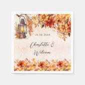 Bruiloft herfst sinaasappel bloemen rustieke lamp servet (Voorkant)