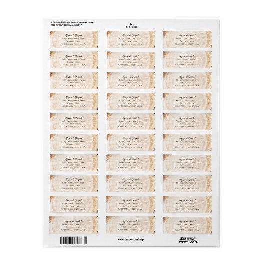 Bruiloft Hout graan boom schors ring Custom Script Etiket (Full Sheet)