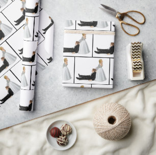 Bruiloft Humor met bruid en bruidegom Cadeaupapier