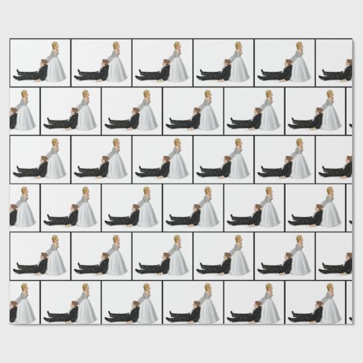 Bruiloft Humor met bruid en bruidegom Cadeaupapier (Vlak)