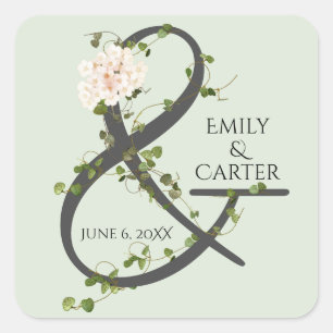 Bruiloft Hydrangea en Ivy Ampersand Vierkante Sticker
