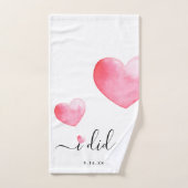 Bruiloft | I | Waterverf hart | Datum Bad Handdoek (Handdoek)