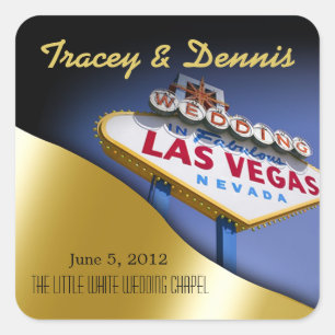 Bruiloft in Fabulous Las Vegas Metallic Gold Squar Vierkante Sticker