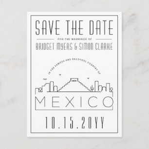 Bruiloft in Mexico Skyline Save the Date Briefkaart