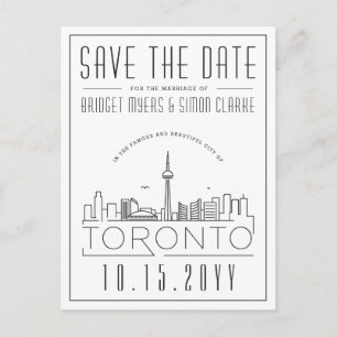 Bruiloft in Toronto, Canada Skyline Save the Date Briefkaart