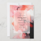 Bruiloft in zwarte, witte en rode inkt kaart (Voorkant)