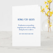 Bruiloft informatie Gasten Blauw Wit Minimalist Kaart (Gele Bloem)