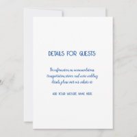 Bruiloft informatie Gasten Blauw Wit Trendy