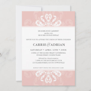  BRUILOFT INVITE formele luxe blush roze 5x7 Kaart