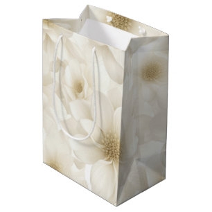Bruiloft Ivoor Bloemen Abstract Medium Cadeauzakje