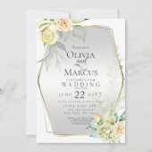 Bruiloft | Ivory Yellow Blush Waterverf Rozen Kaart (Voorkant)