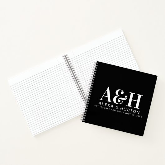 Bruiloft Journal Custom Monogram Planning Notitieb Notitieboek (Binnen)