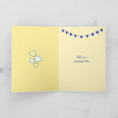 Bruiloft Jubileum geel met bunting en harten Kaart (Binnen)