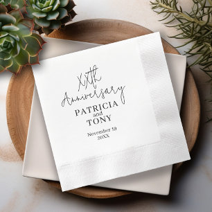 Bruiloft Jubileum gepersonaliseerde BW Modern Servet