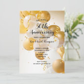 Bruiloft Jubileum gouden ballonnen Kaart (Staand voorkant)