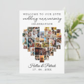 Bruiloft Jubileum Hart Foto Collage Modern Kaart (Staand voorkant)