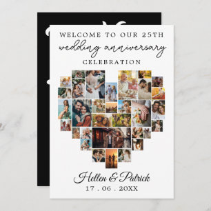 Bruiloft Jubileum Hart Foto Collage Modern Kaart