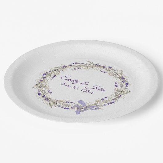 Bruiloft Jubileum Lavendel krans Papieren Bordje (Gekanteld)