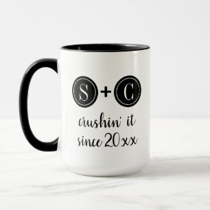 Bruiloft   Jubileum Monogram Initiaal Paar Mok