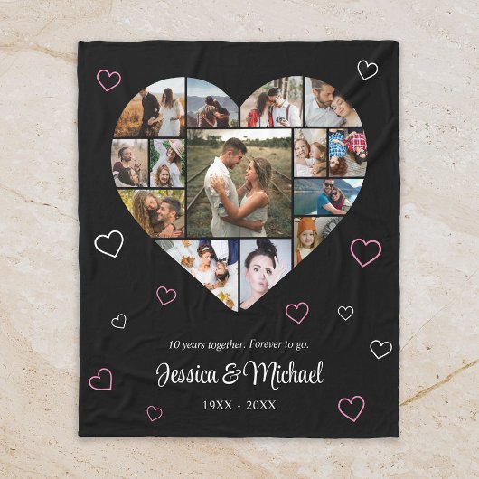 Bruiloft Jubileum Paar Hart Foto Collage Fleece Deken
