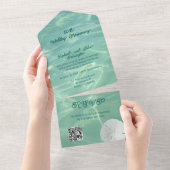 Bruiloft Jubileum Partij Zanddollar QR-code All In One Uitnodiging (Afscheurbaar)