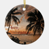 Bruiloft Jubileum Tropical Sunset Beach Custom Keramisch Ornament (Voorkant)