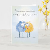 Bruiloft Jubileum twee schattige hand getrokken sc Kaart (Gele Bloem)