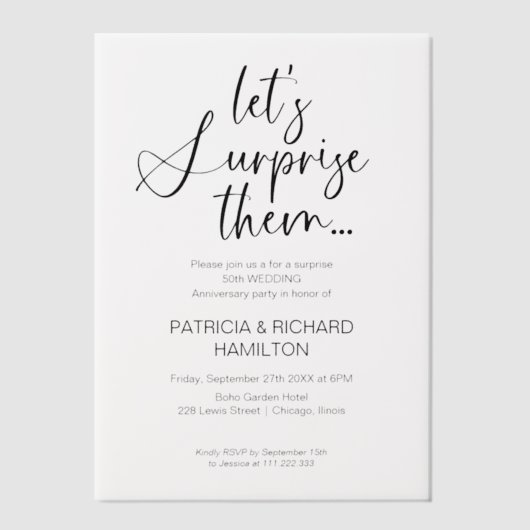 Bruiloft Jubileum Verrassingsfeestuitnodigingen Vellum Uitnodigingen (Voorkant)