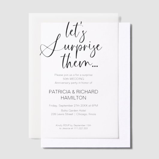 Bruiloft Jubileum Verrassingsfeestuitnodigingen Vellum Uitnodigingen (Offset)
