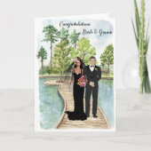 Bruiloft Kaart voor bruid en bruidegom in zwart (Voorkant)