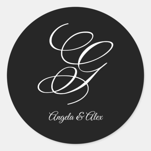 Bruiloft kalligrafie Fancy letter G Monogram Ronde Sticker (Voorkant)