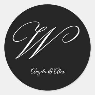 Bruiloft kalligrafie Fancy letter W Monogram Ronde Sticker