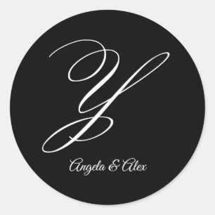 Bruiloft kalligrafie Fancy letter Y Monogram Ronde Sticker