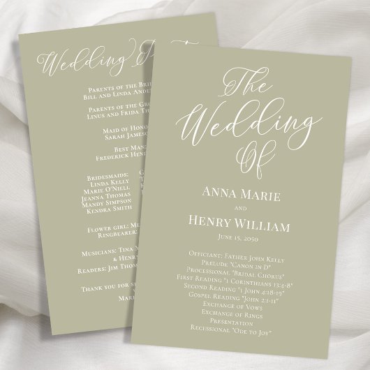 Bruiloft Kalligrafie Script Sage Groen Programma