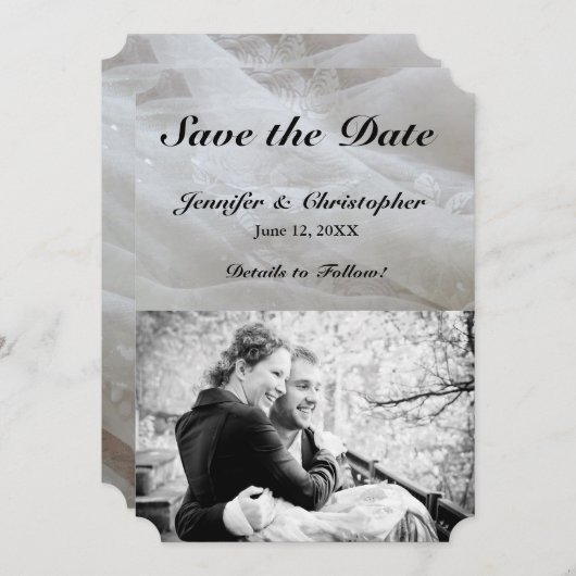 Bruiloft Kant Jurk Afbeelding Save the Date Paar K (Voorkant / Achterkant)
