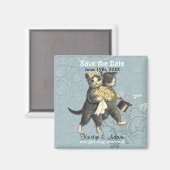 Bruiloft Katten Bewaar de datum Magneten - Aqua (Voorkant / Achterkant)