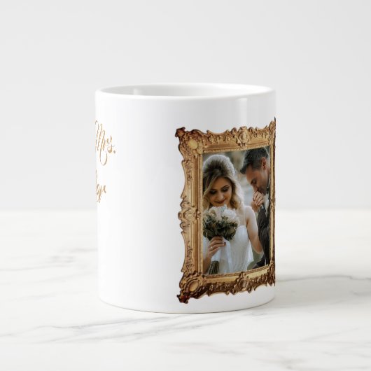 Bruiloft Keepsake Gift Mok- aangepaste foto Extra Grote Beker (Voorkant)