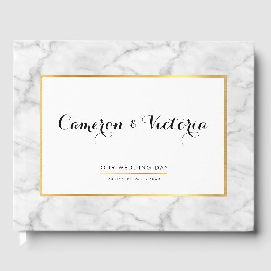 BRUILOFT KEEPSAKE stijlvolle faux gouden lijst mar Gastenboek (Voorkant)