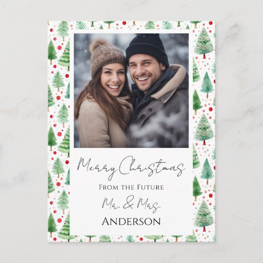 Bruiloft Kerstbomen Save the Date Briefkaart (Voorkant)